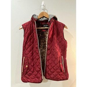 Quilted Faux‎ Vest Animal Print Linder Hooded Puffer S Ladies Maximos Red